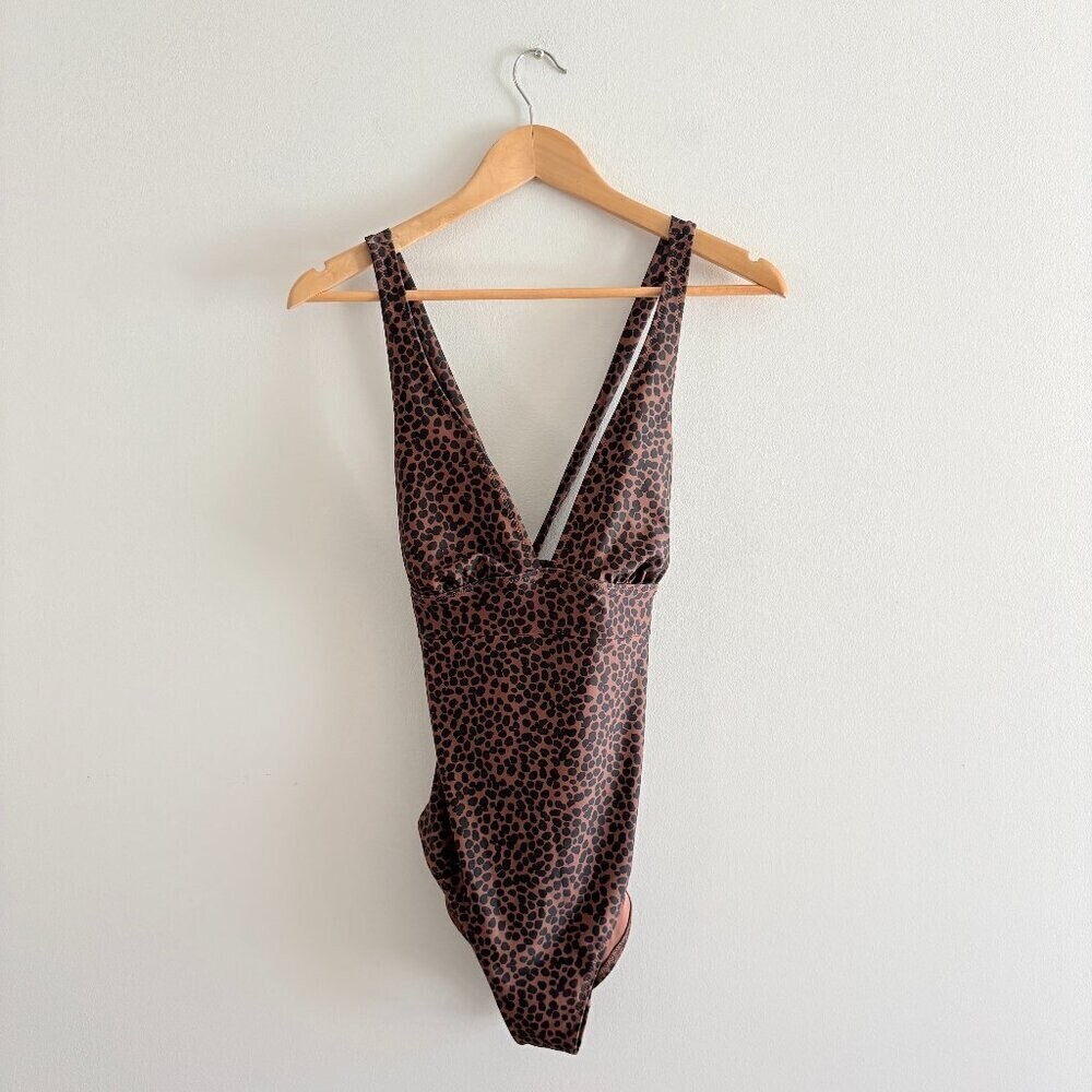Old Navy Tie-Back One-Piece Swimsuit Brown Animal Print Size XS - Picture 2 of 6